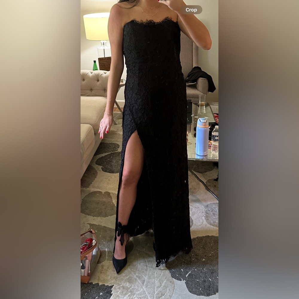 NBD Marry black lace strapless maxi dress gown size M